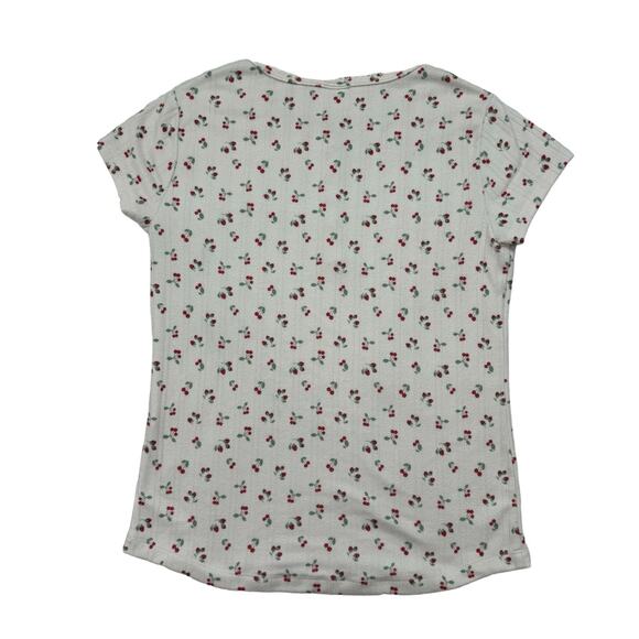 ABERCROMBIE Kids Sweet Cherries Soft Henley Short Sleeve Tee Sz 15/16 White Red - Picture 5 of 8